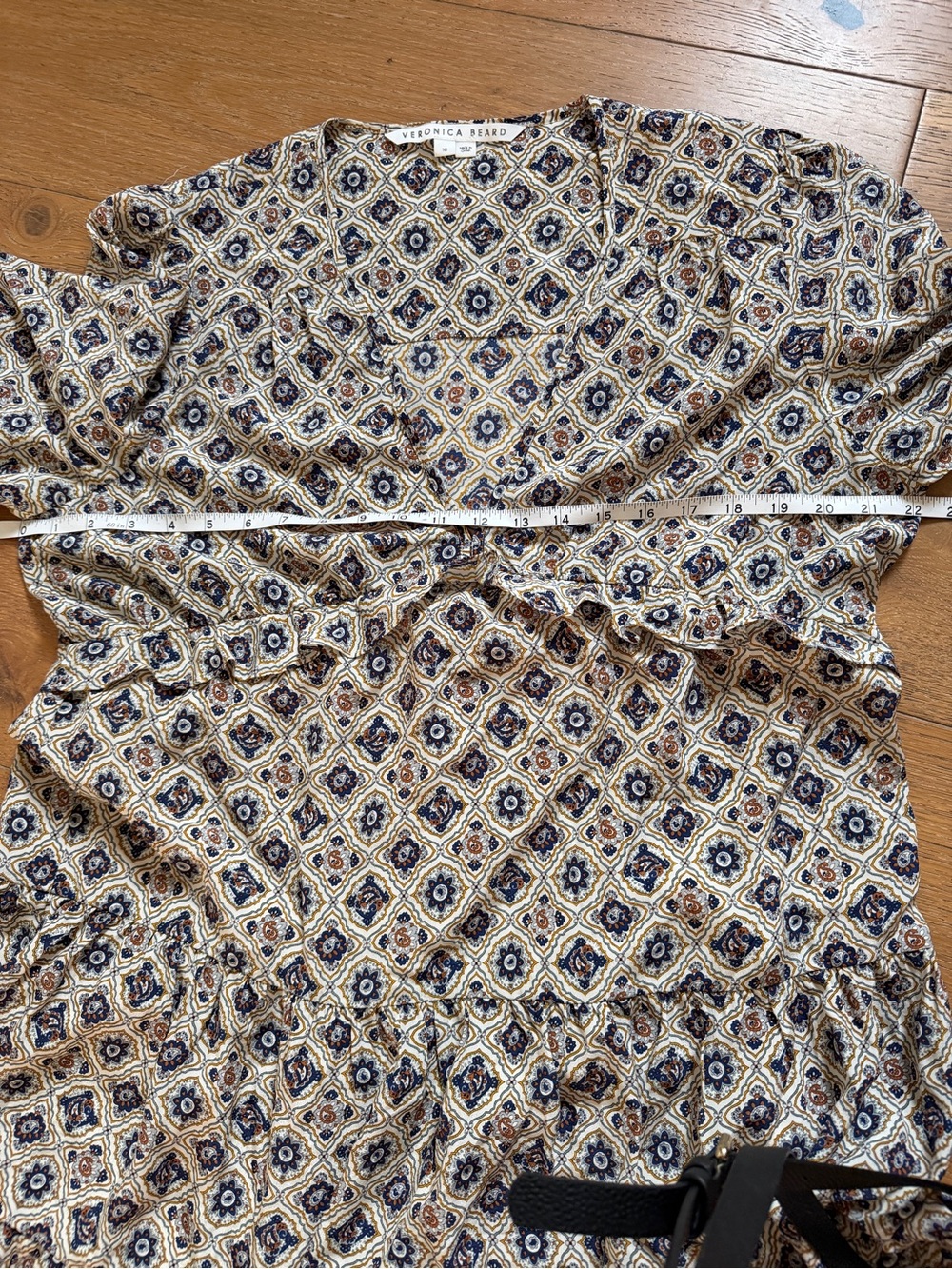Veronica Beard Delray Mini Silk Peasant Dress Lined Size 16 - Picture 5 of 7